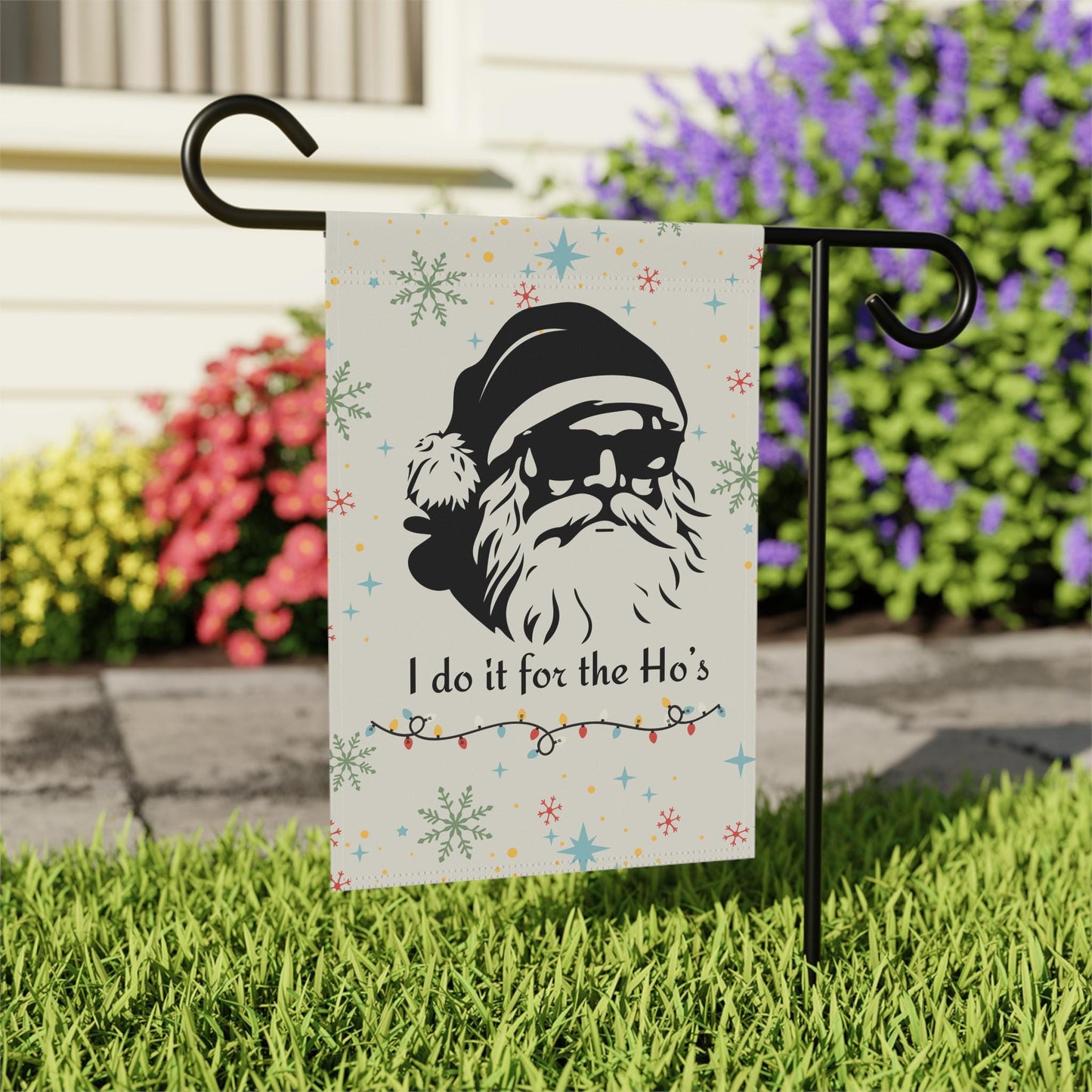 Santa 'I Do It for the Ho's' Christmas Flag