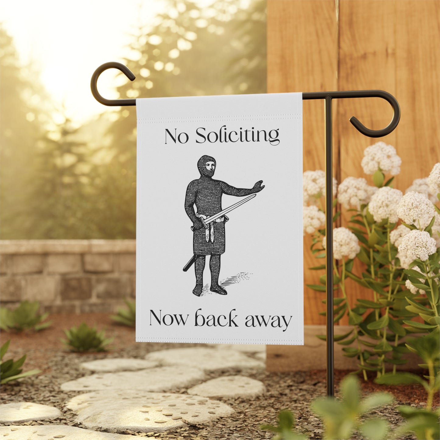 No soliciting funny Garden Flag