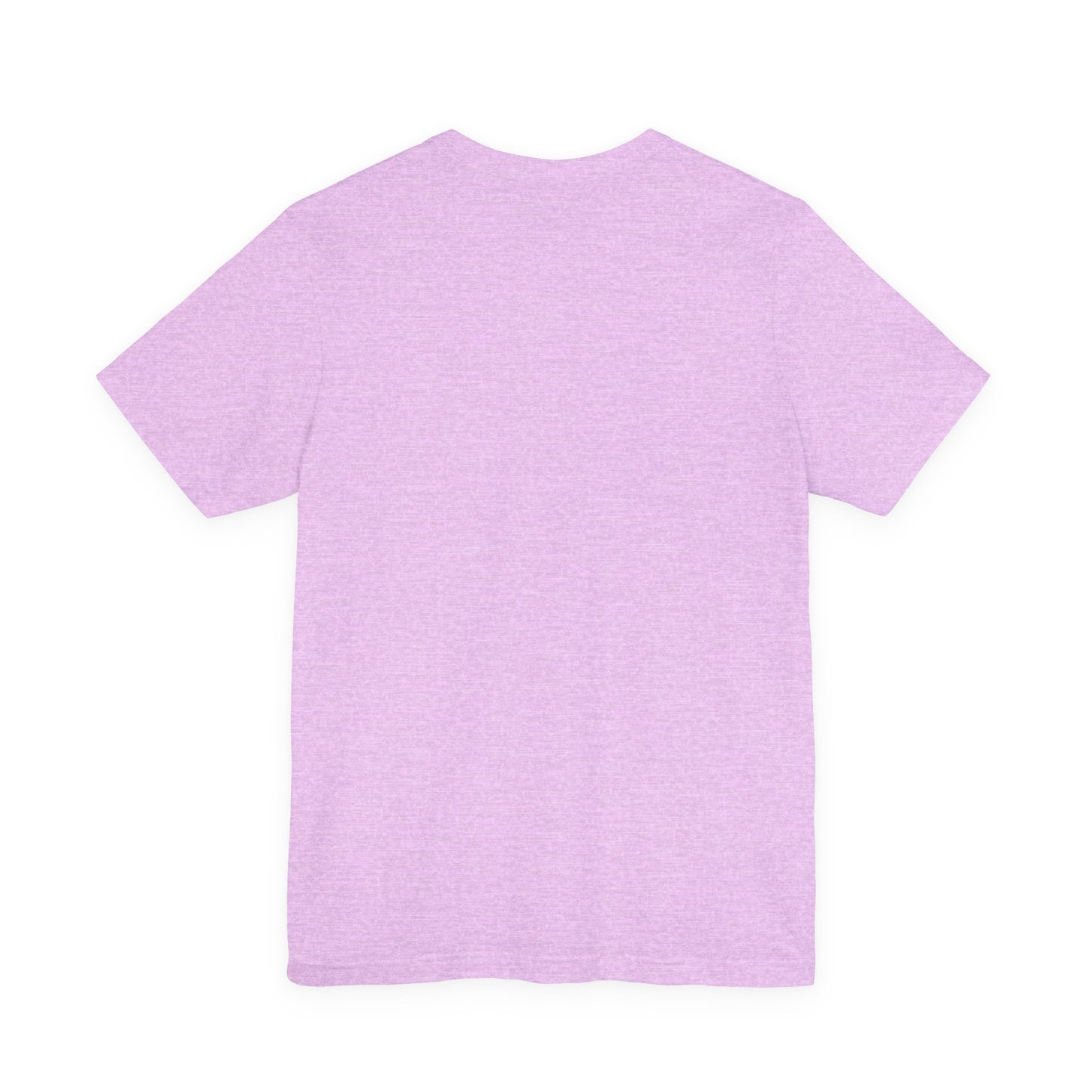 Back view of light purple t-shirt on a white background