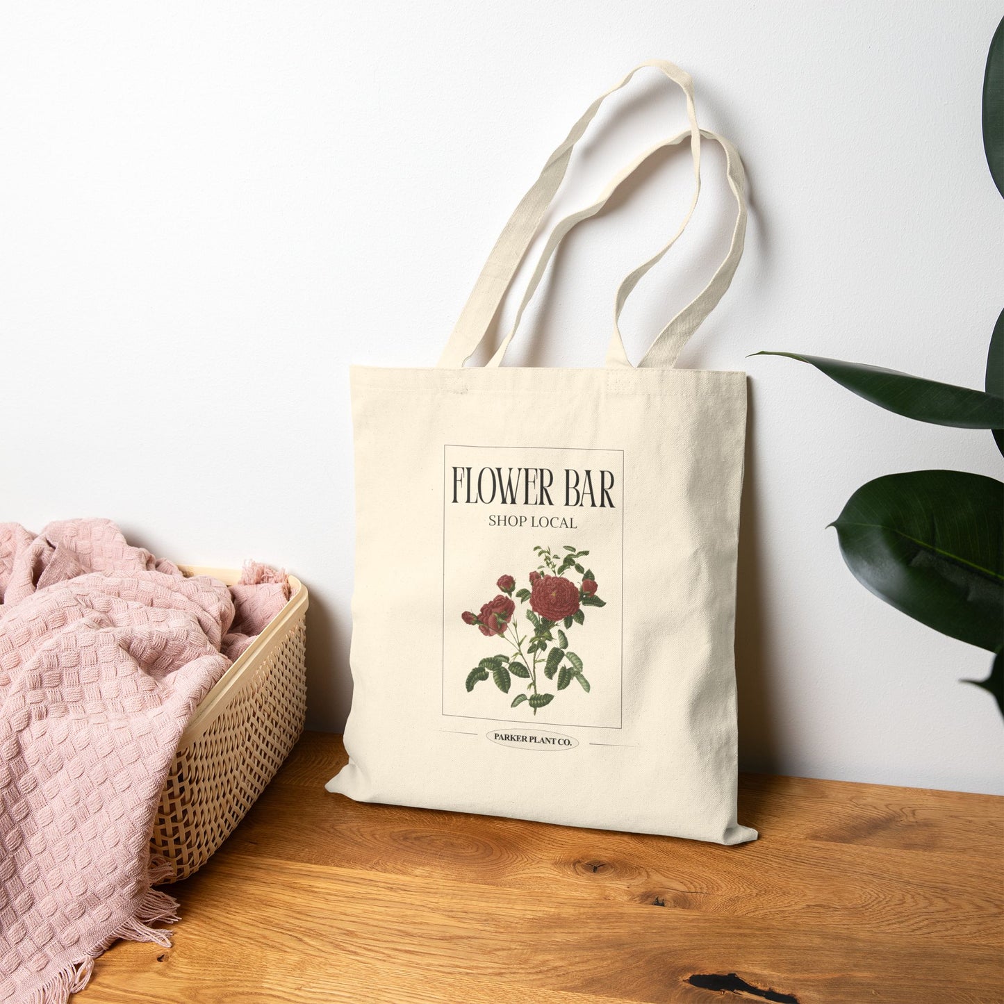 Flower Bar Rose Illustration Market Tote Bag