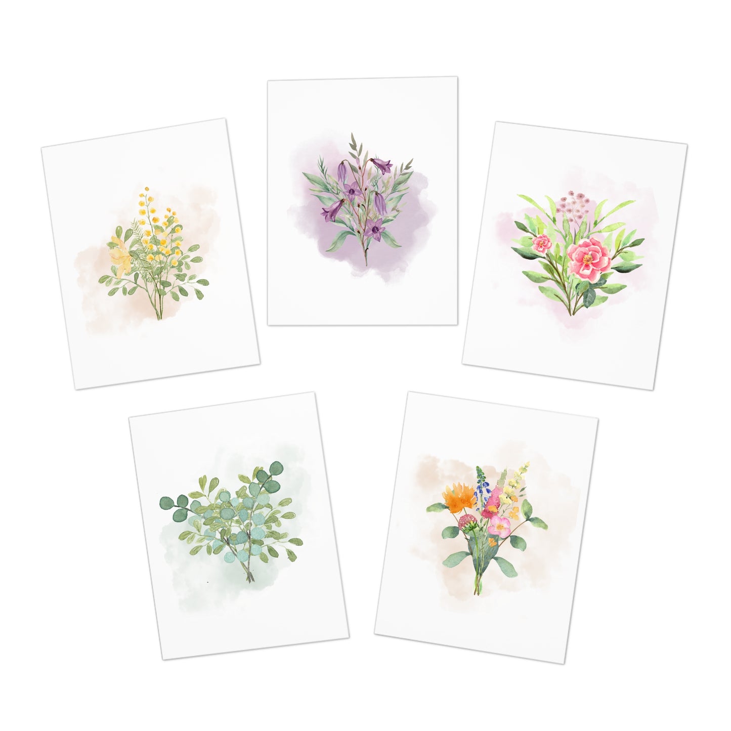 Watercolor Wildflower Bouquet Greeting Cards 5-Pack