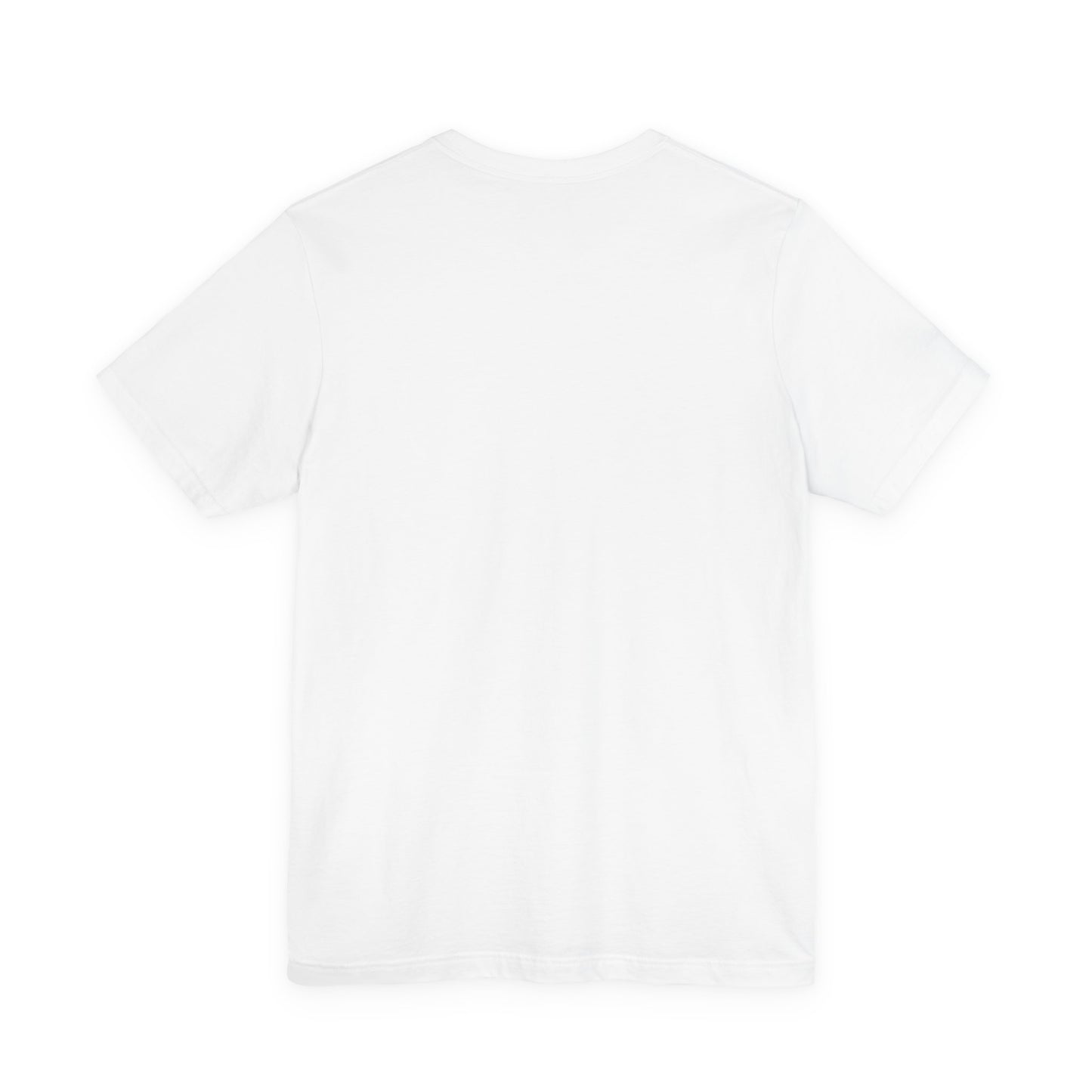 Back view of white t-shirt on a white background
