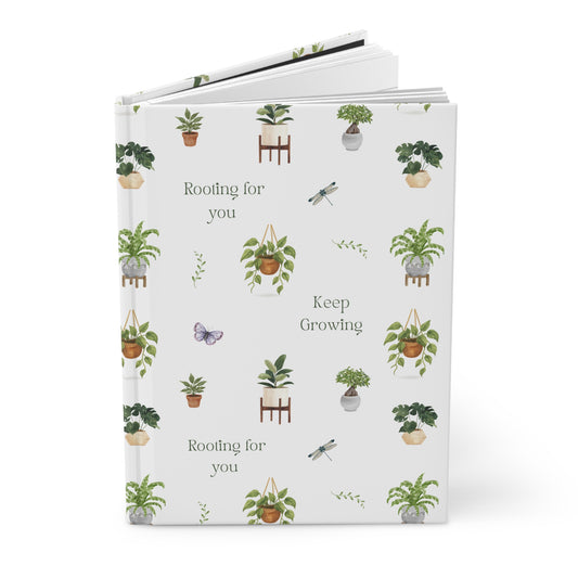 Keep Growing Botanical Plant Pattern Hardcover Journal