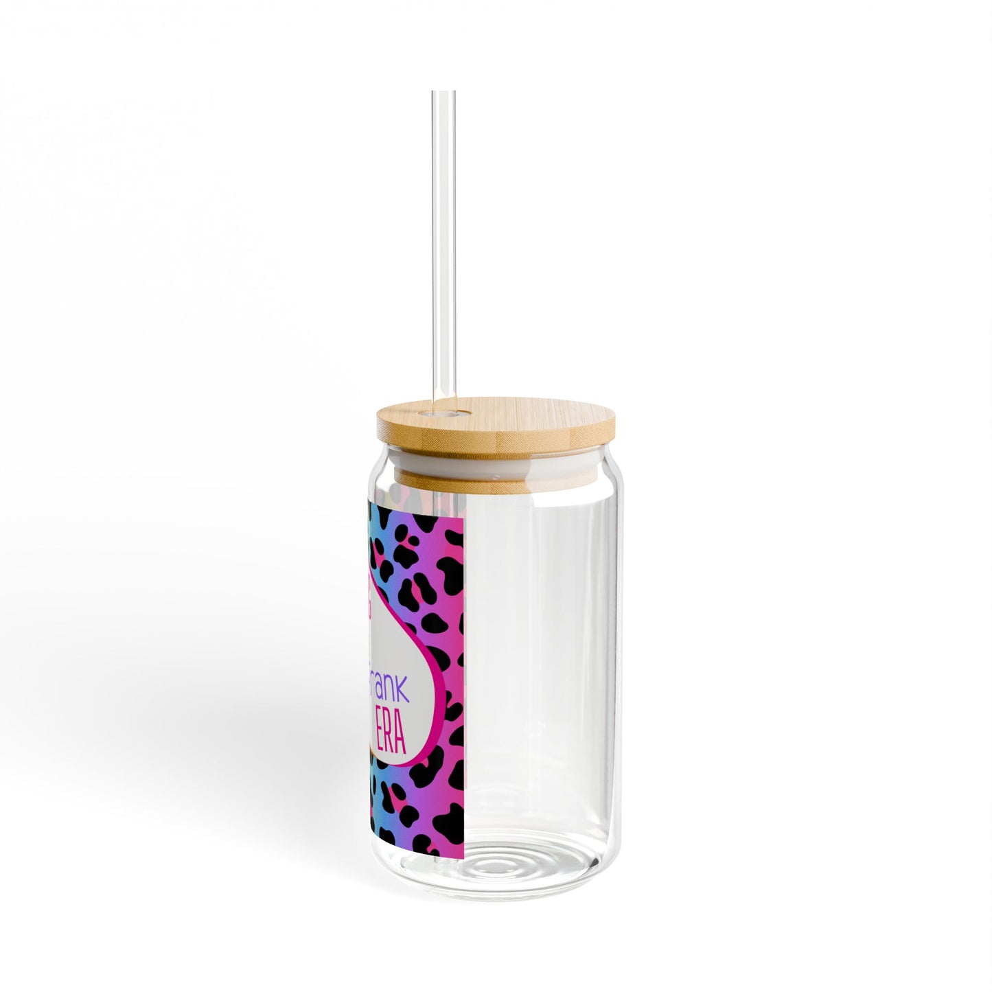 Reliving my Lisa Frank era 16 oz Sipper Glass | Colorful Leopard Print