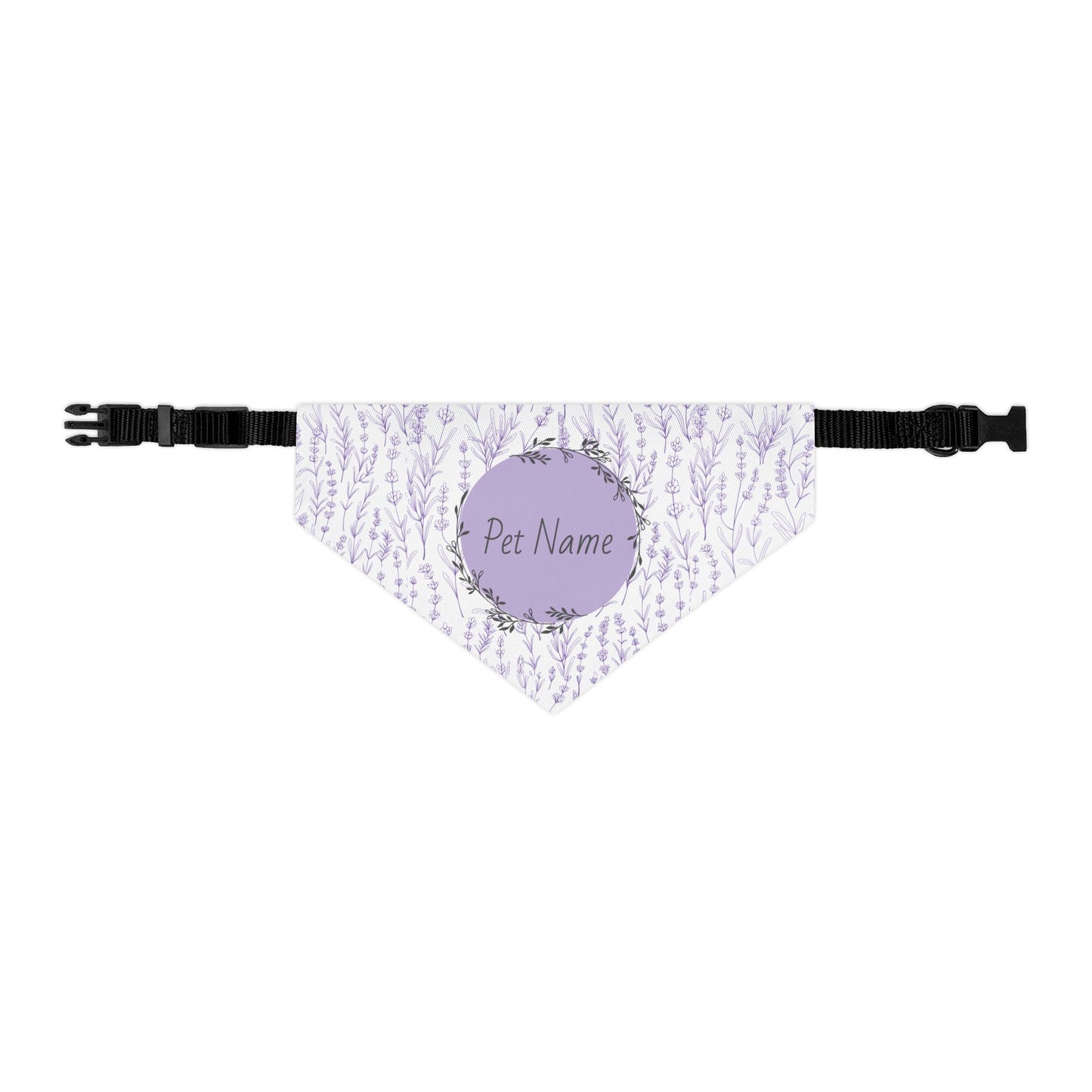Pet bandana Size medium with customizable name tag on a white background