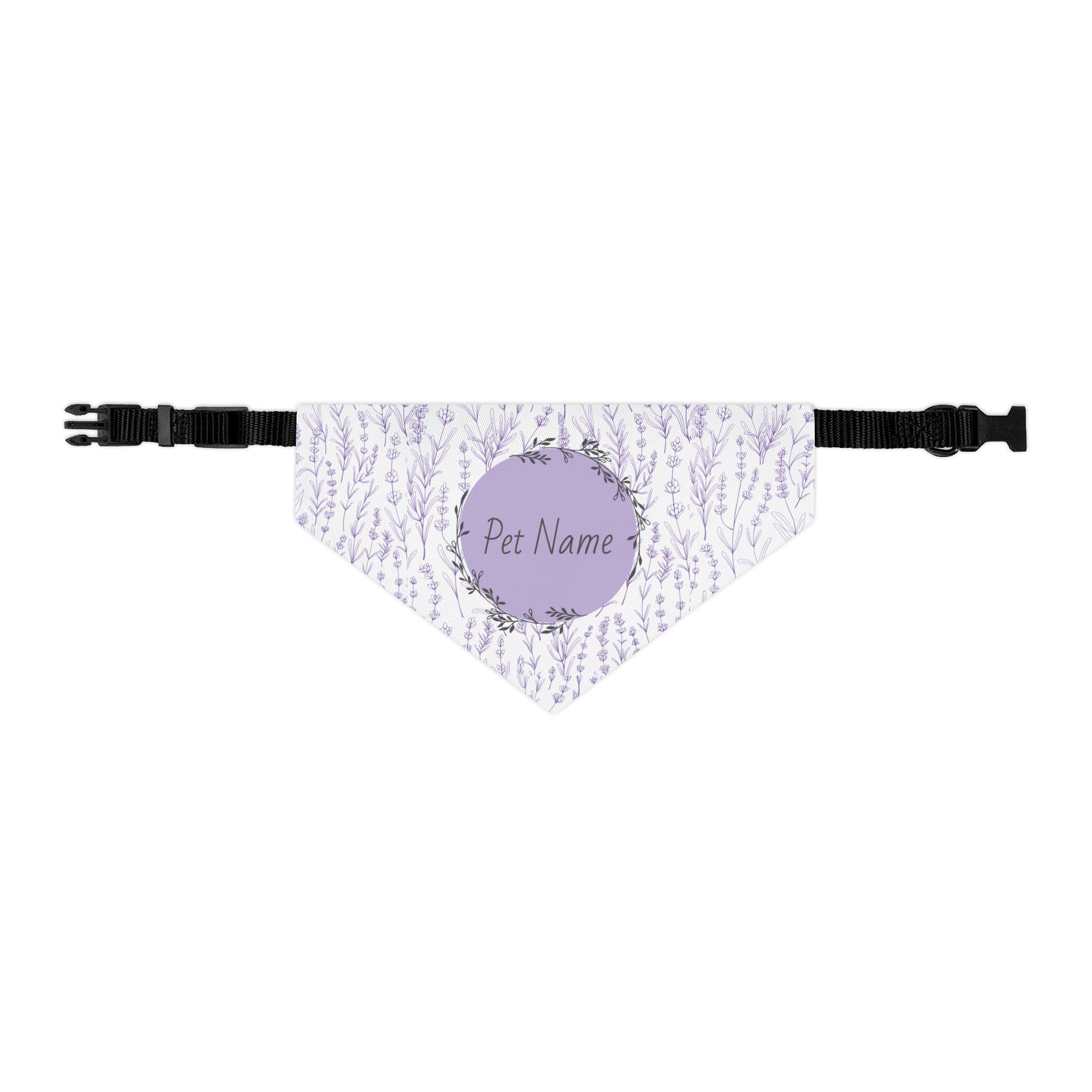 Pet bandana Size medium with customizable name tag on a white background