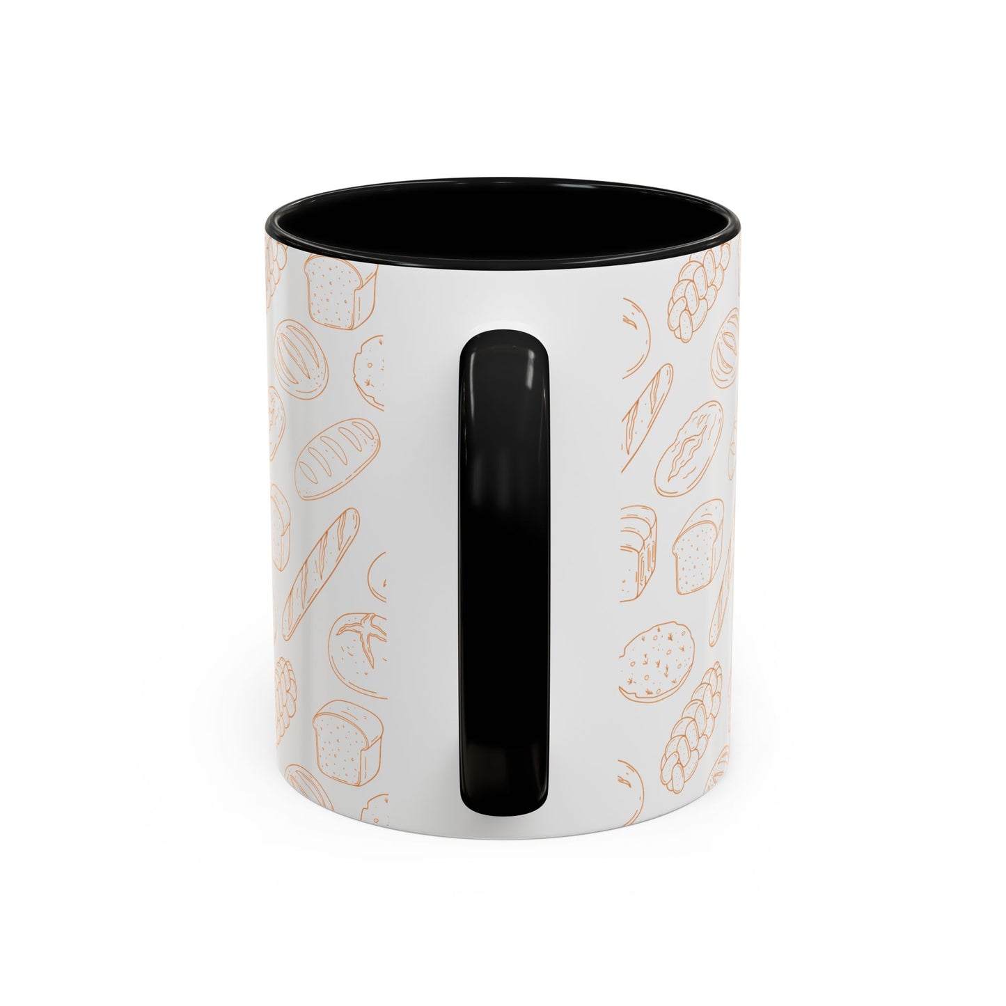 Hand-Drawn Bread Pattern Mug Accent Coffee Mug | Bakery Illustration, Neutral Tones