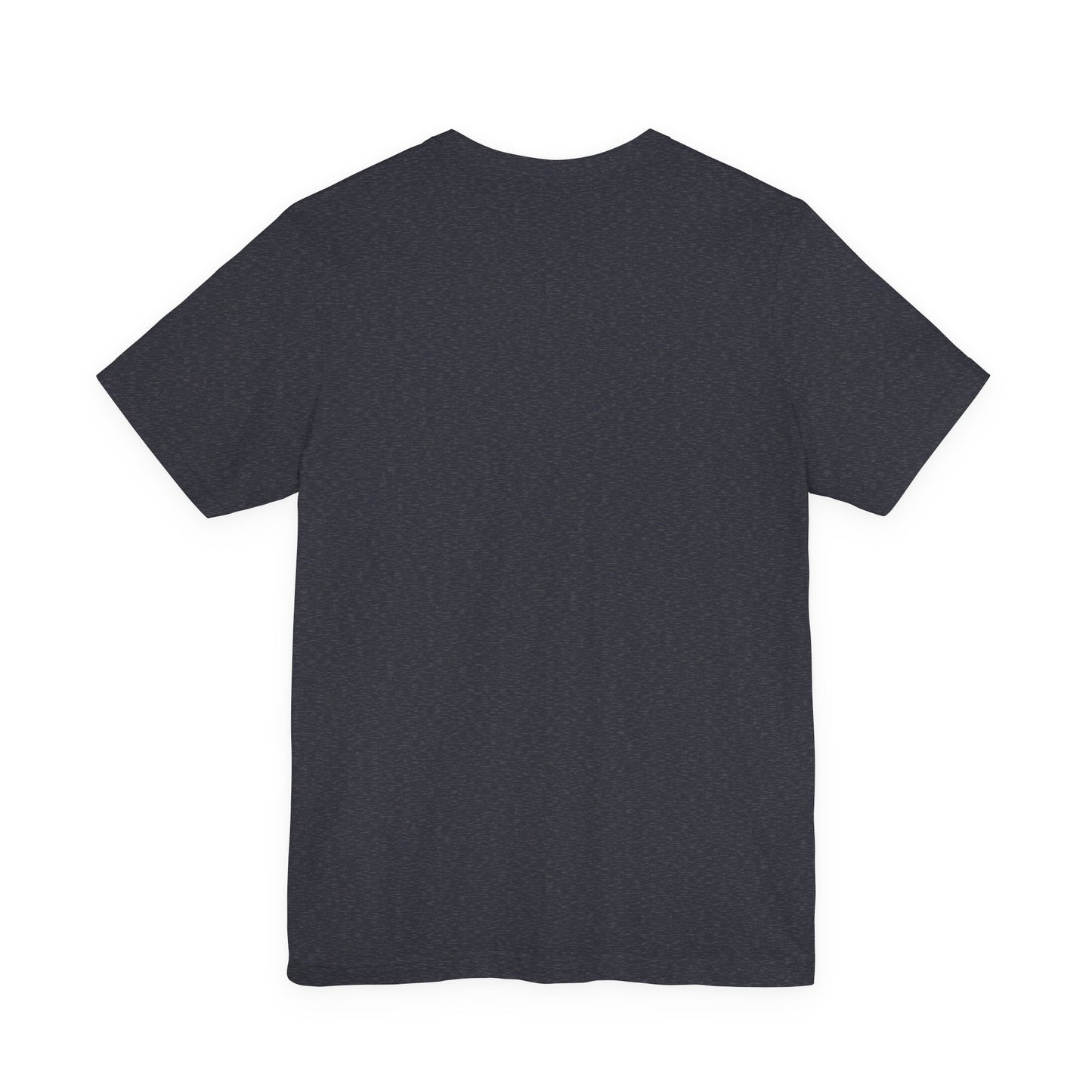 Back view of grey t-shirt on a white background