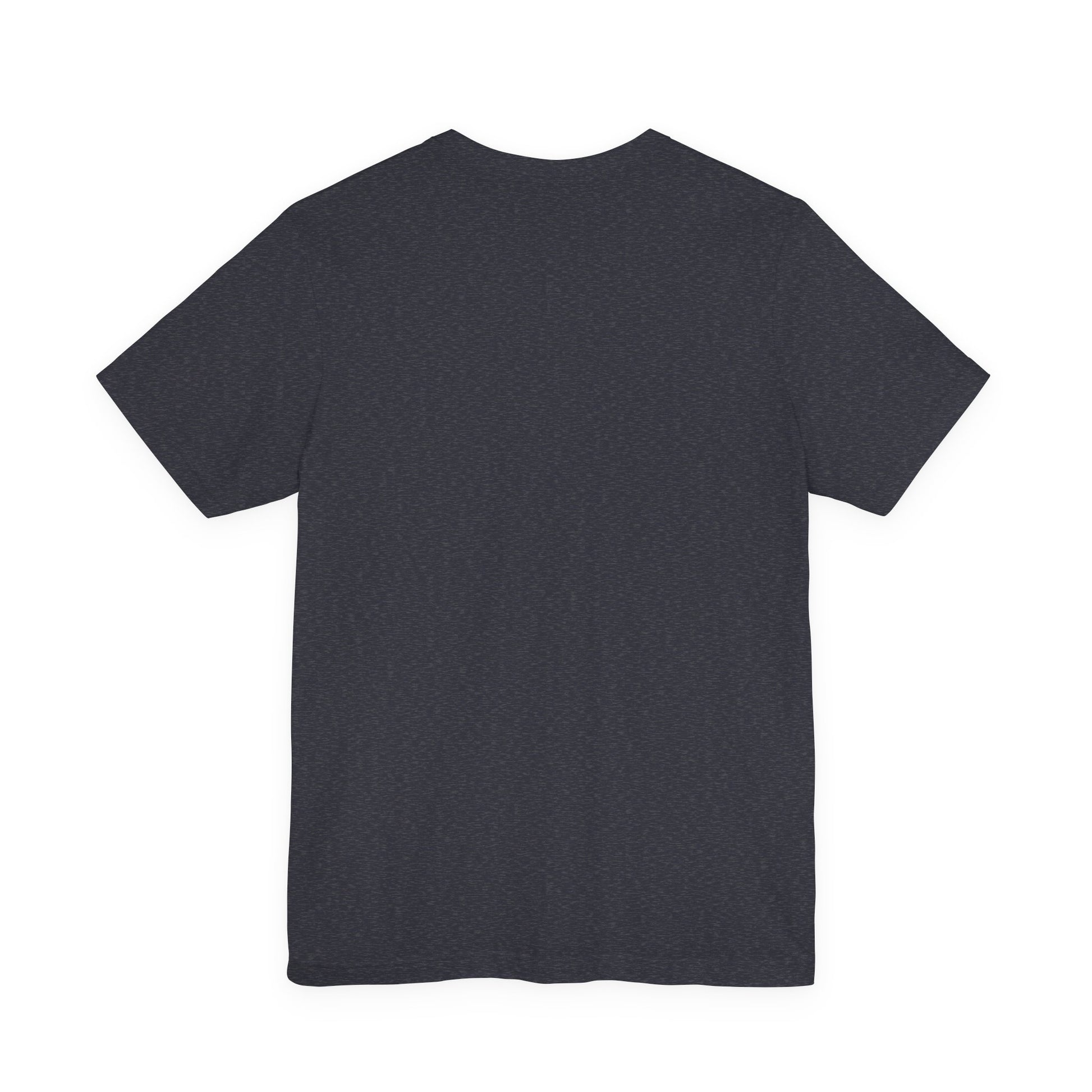 Back view of grey t-shirt on a white background