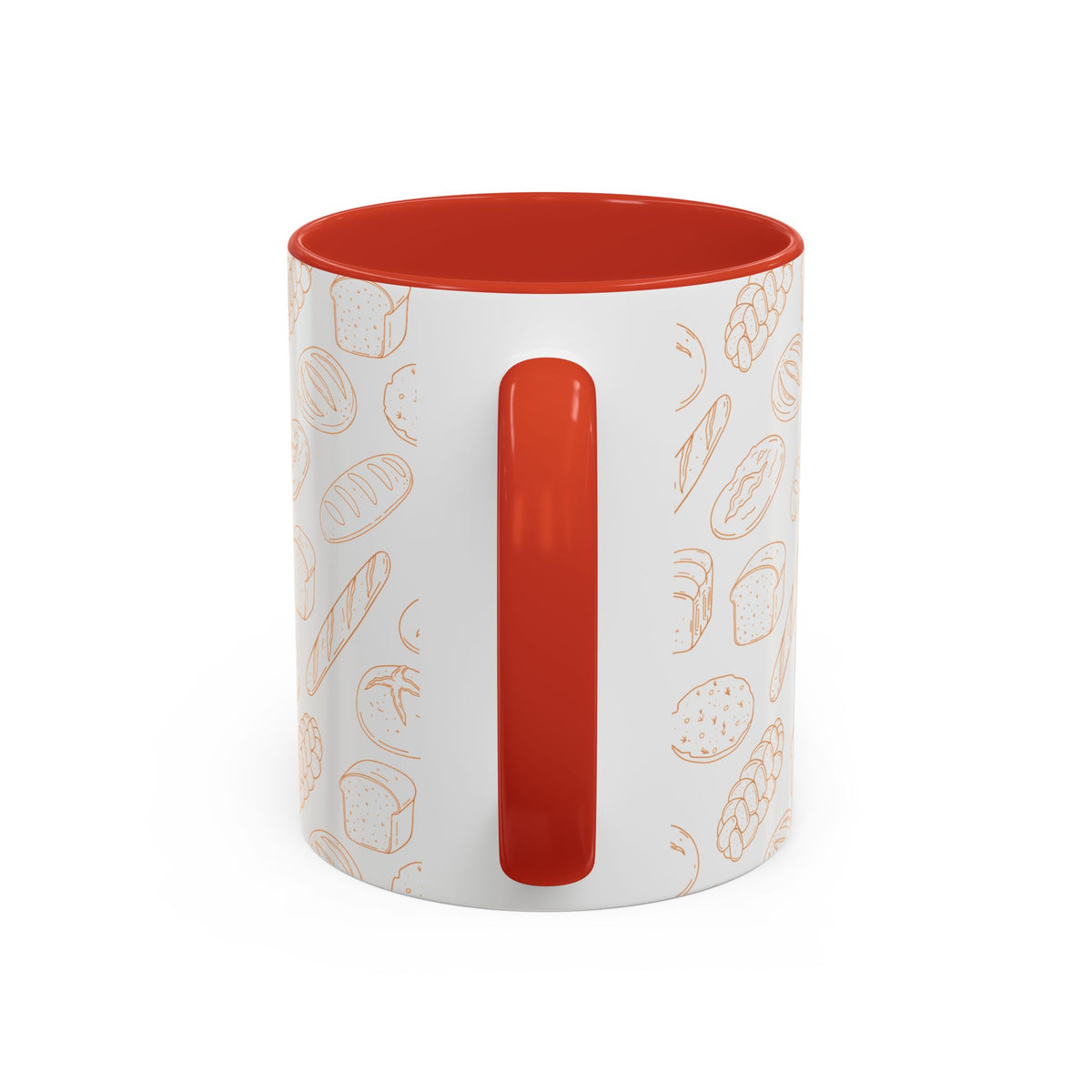 Hand-Drawn Bread Pattern Mug Accent Coffee Mug | Bakery Illustration, Neutral Tones