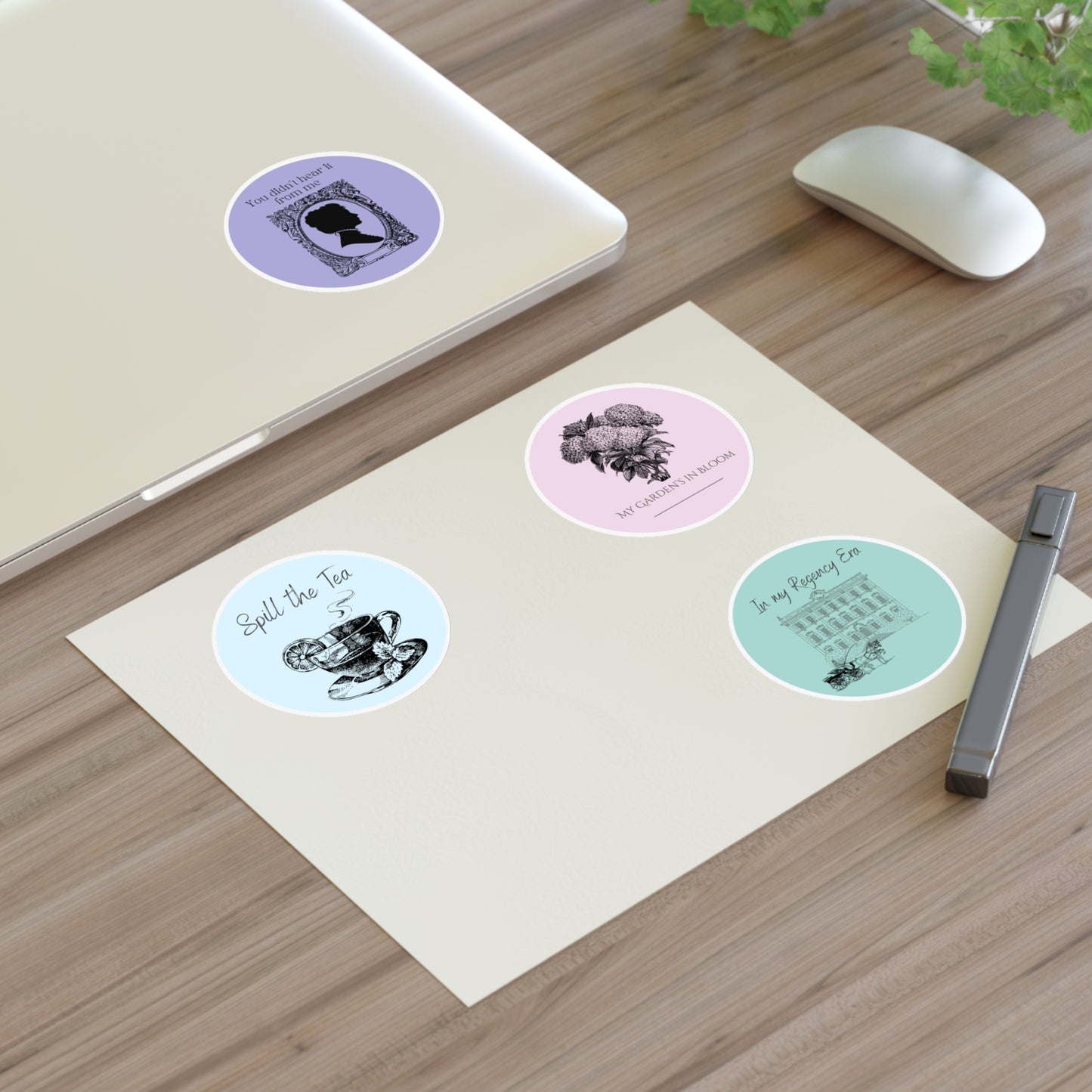 Funny Round Vintage Tea & Garden Pastel Sticker Sheet