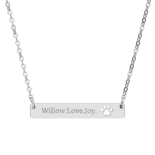 Willow.Love.Joy. Paw Cutout Bar Necklace