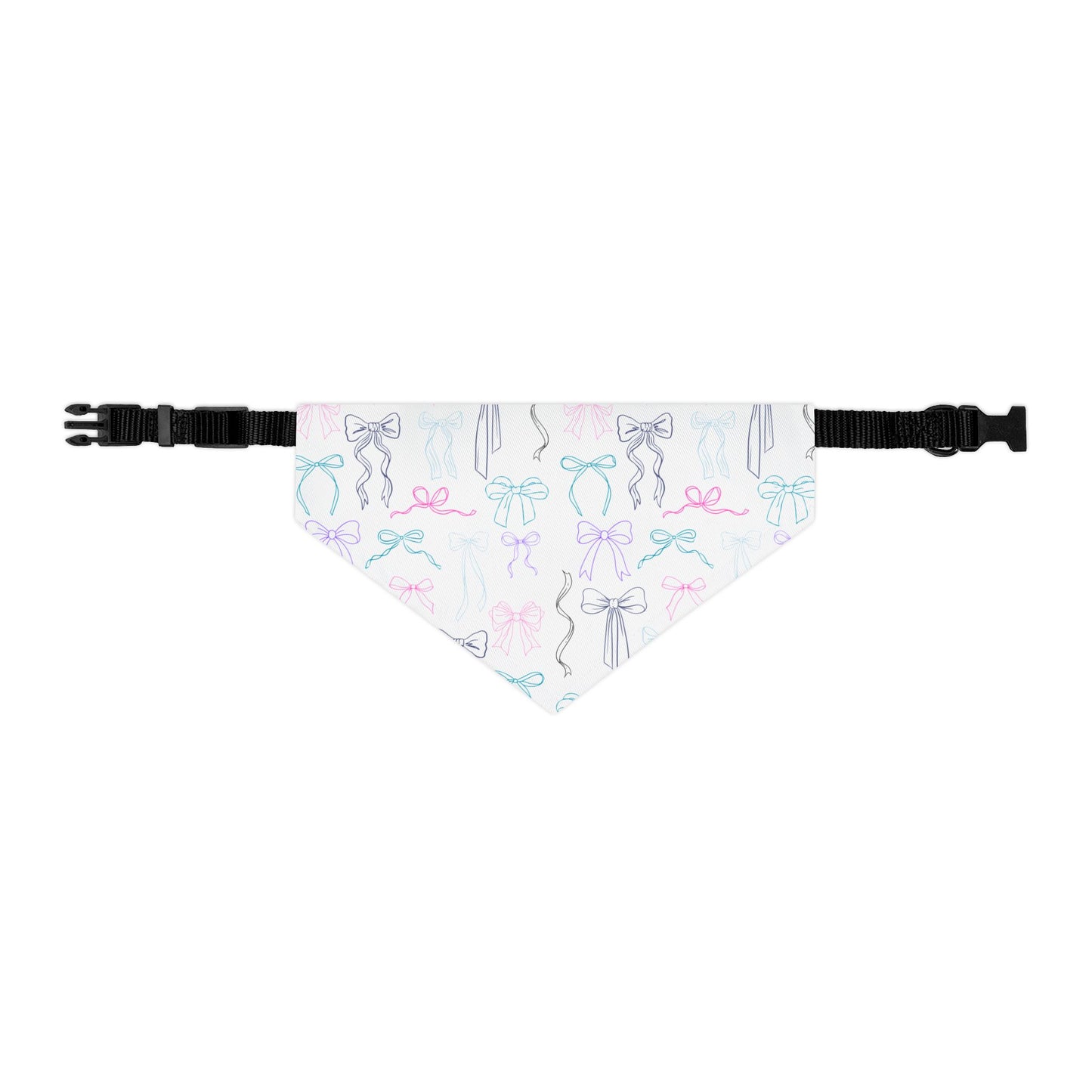 medium size dog bandana with bow pattern on a white background