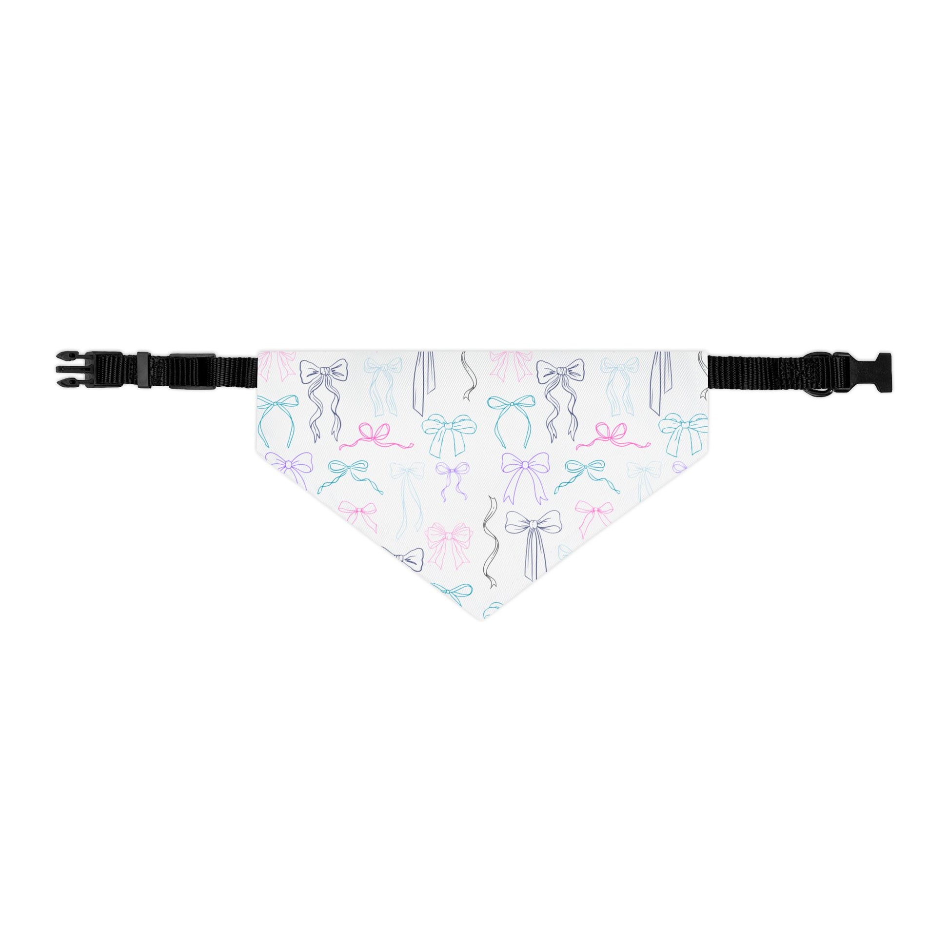medium size dog bandana with bow pattern on a white background