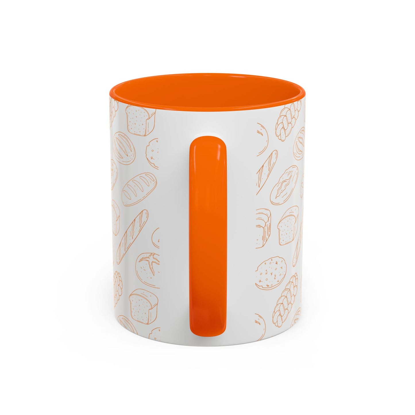 Hand-Drawn Bread Pattern Mug Accent Coffee Mug | Bakery Illustration, Neutral Tones