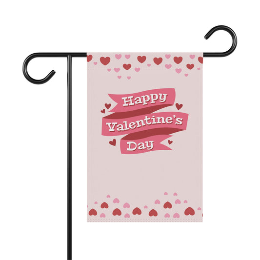 Valentine's Day Garden Flag: Pink Heart House Banner