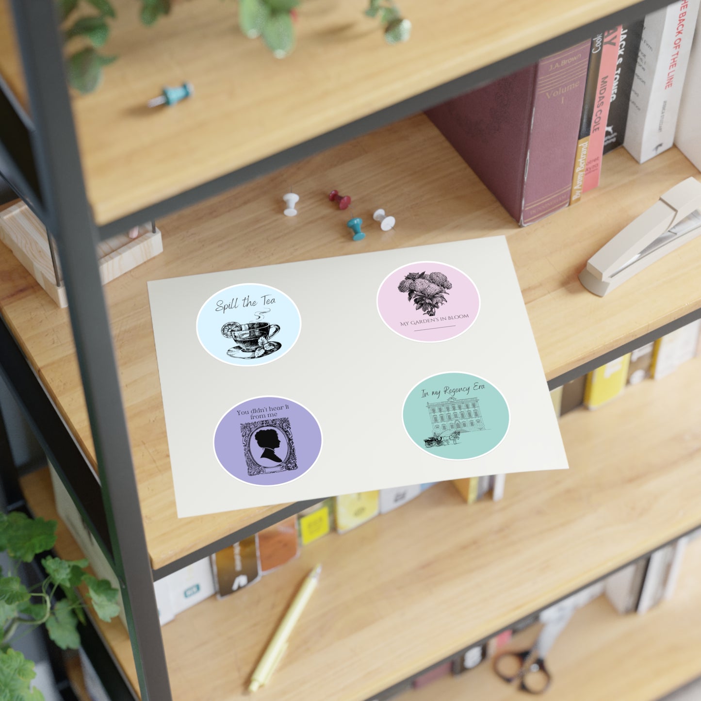 Funny Round Vintage Tea & Garden Pastel Sticker Sheet
