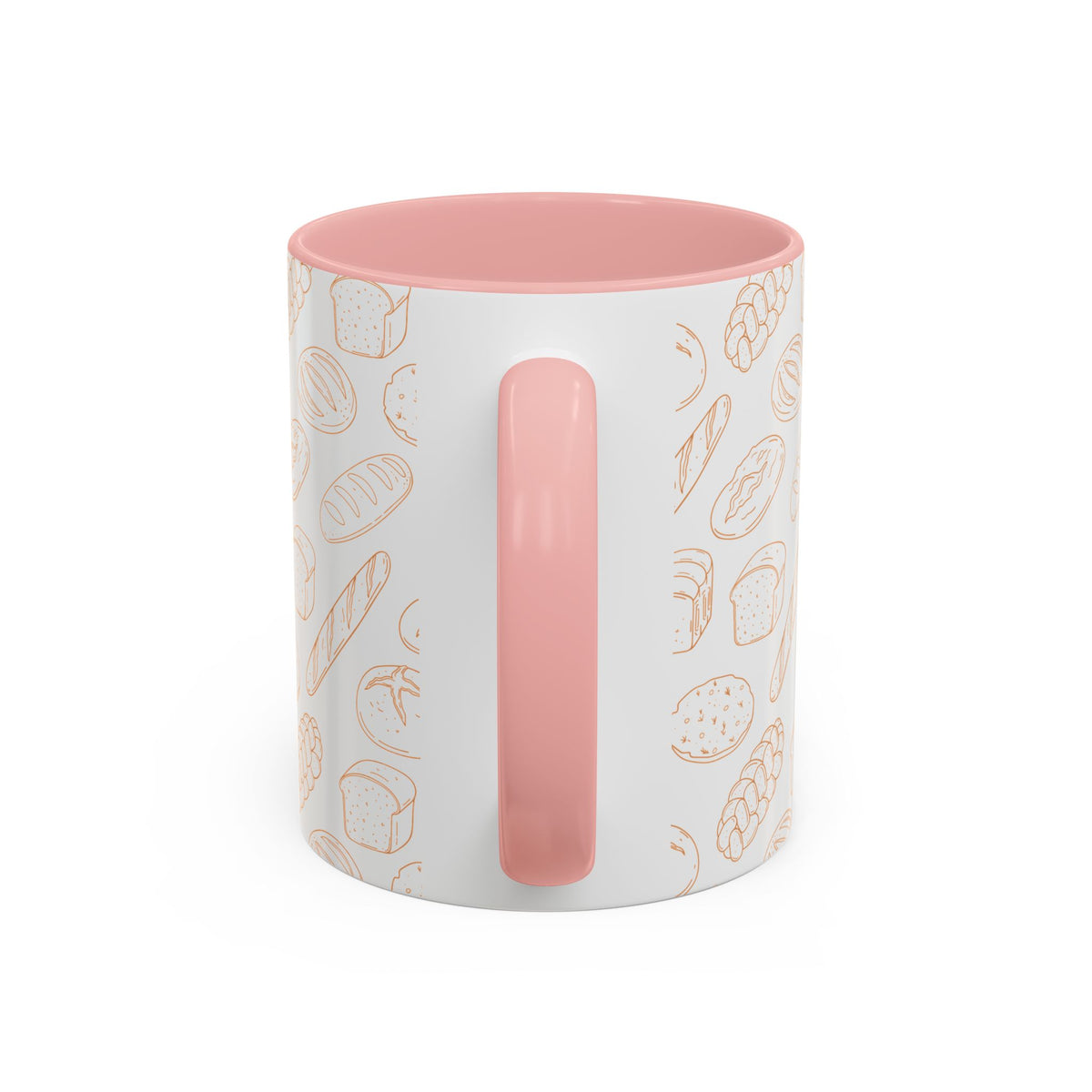 Hand-Drawn Bread Pattern Mug Accent Coffee Mug | Bakery Illustration, Neutral Tones