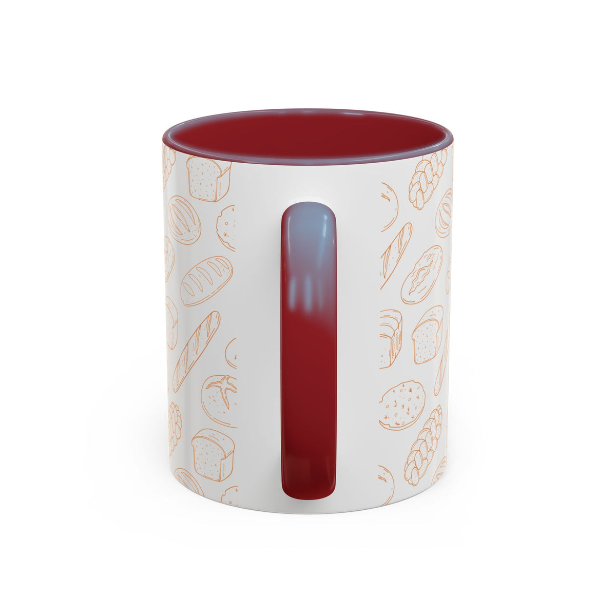 Hand-Drawn Bread Pattern Mug Accent Coffee Mug | Bakery Illustration, Neutral Tones