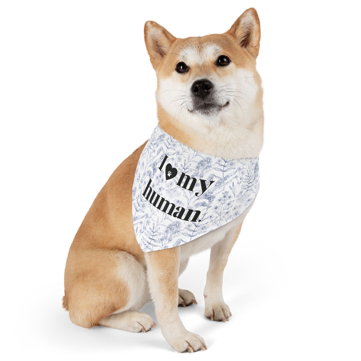 I <3 My Human Pet Bandana Collar — Floral Dog Accessory