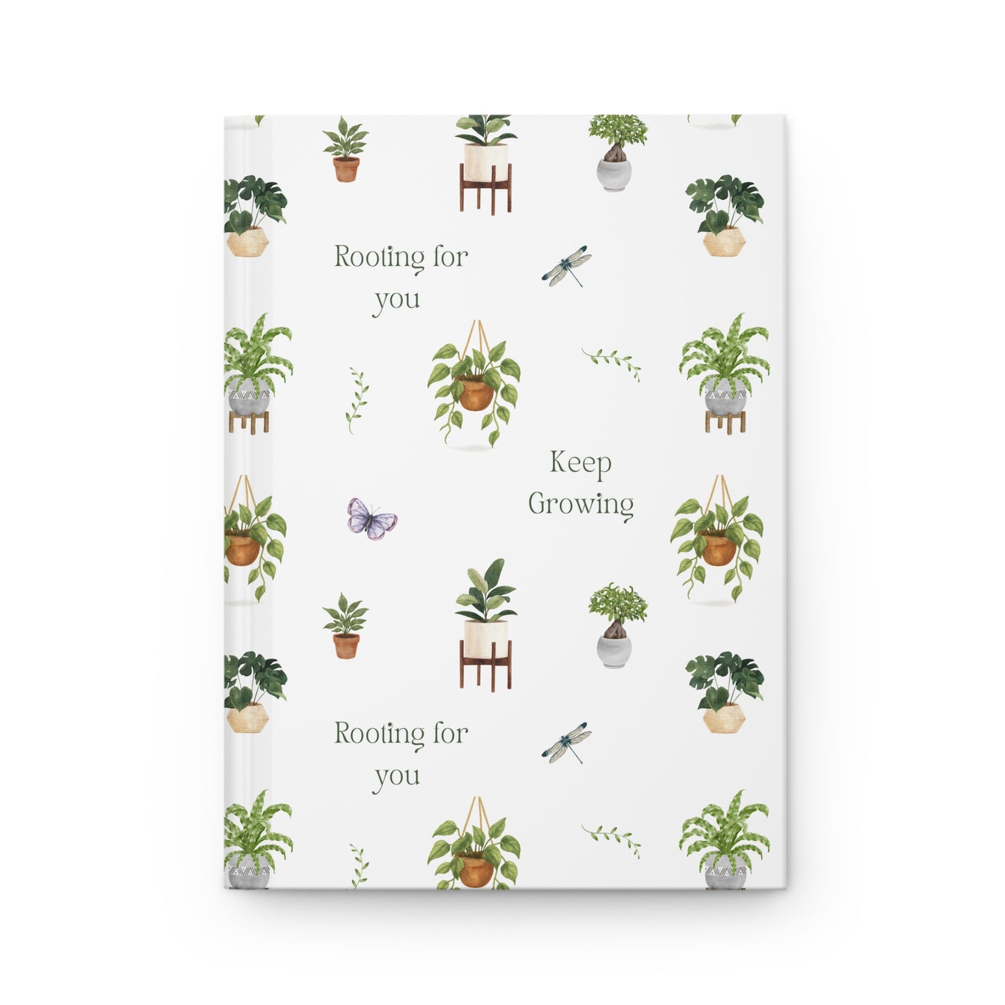 Keep Growing Botanical Plant Pattern Hardcover Journal