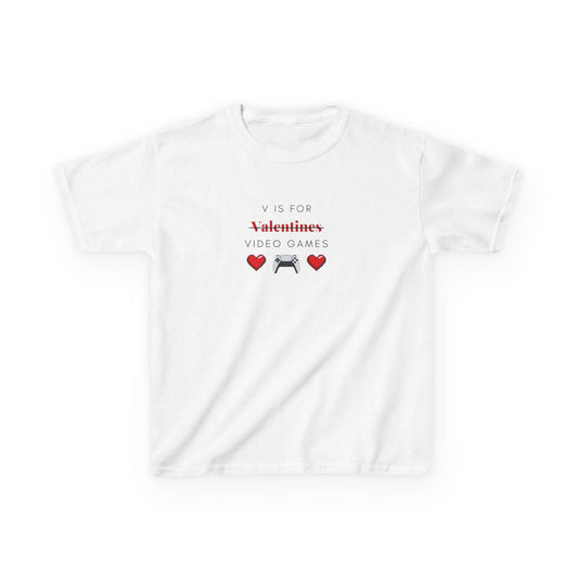 Kid's Valentine's Day Video Game Tee: Unisex Cotton Graphic