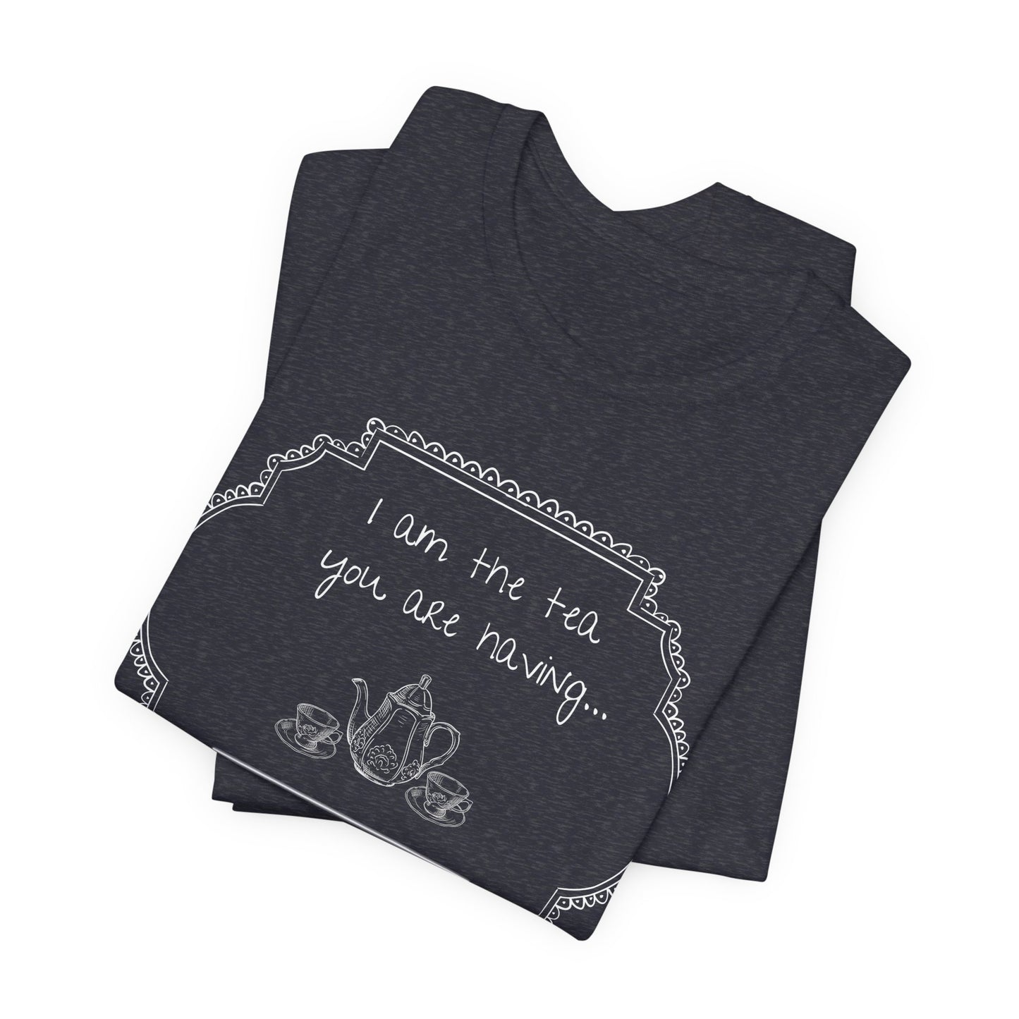 Two Gray t-shirts stacked on a white background