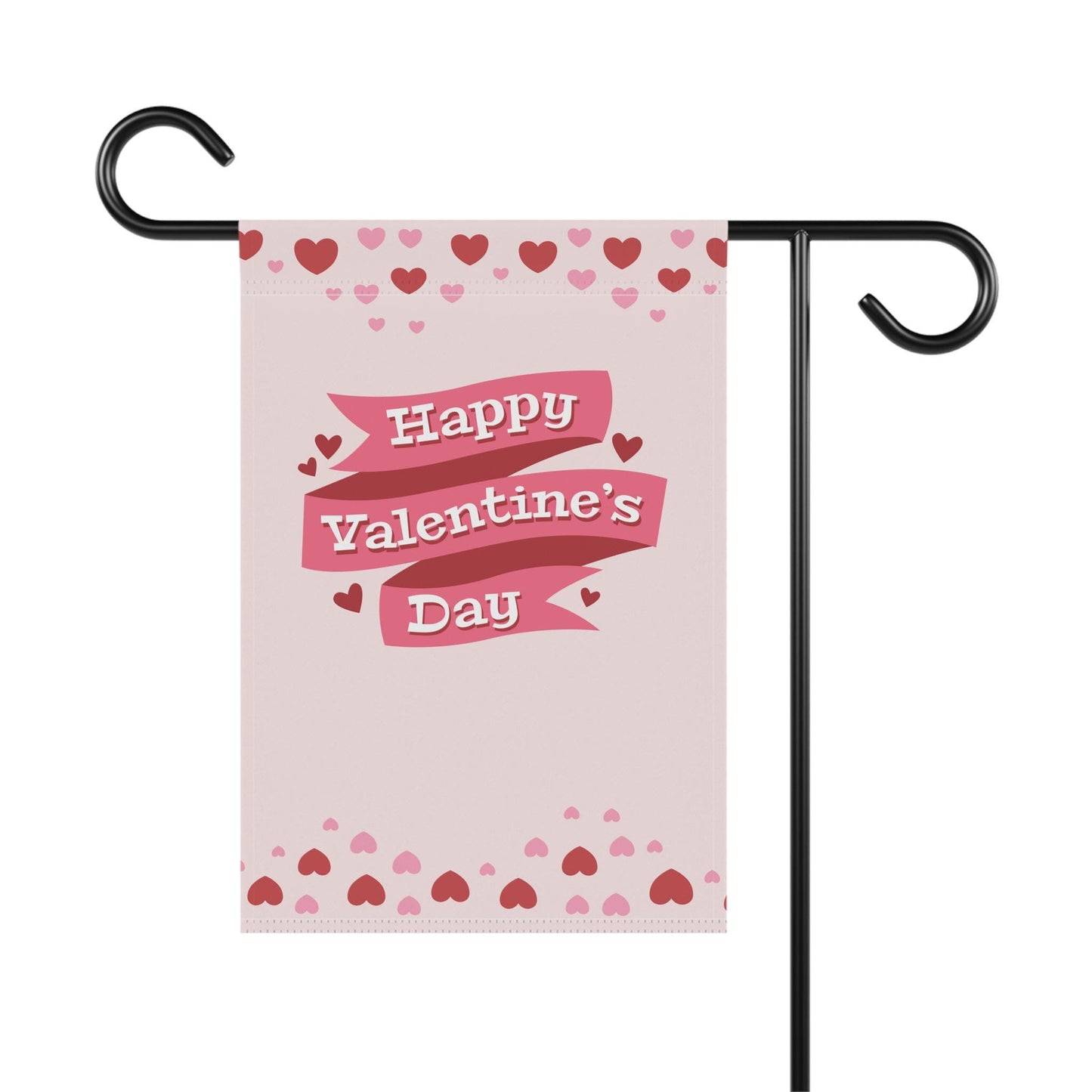 Valentine's Day Garden Flag: Pink Heart House Banner