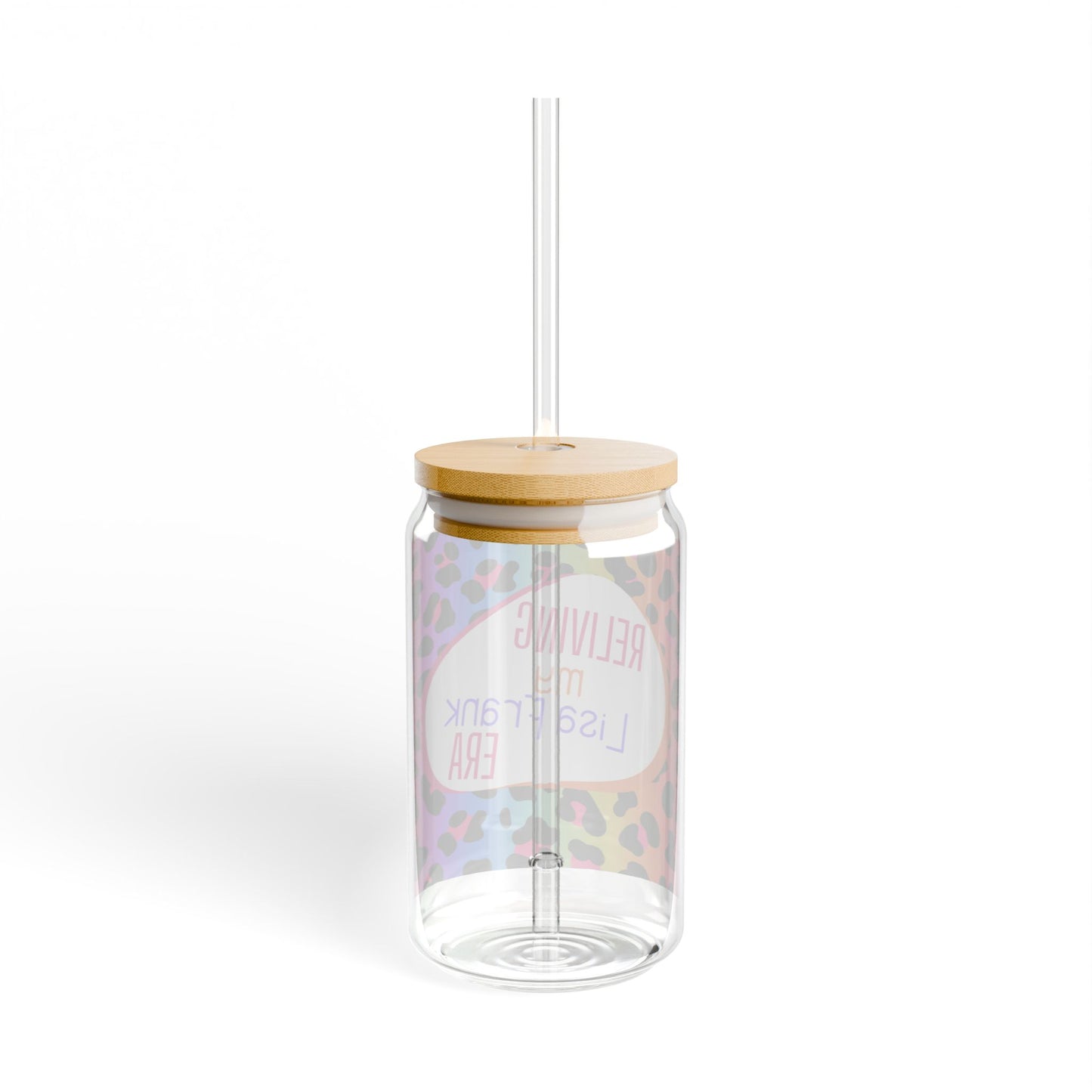 Reliving my Lisa Frank era 16 oz Sipper Glass | Colorful Leopard Print