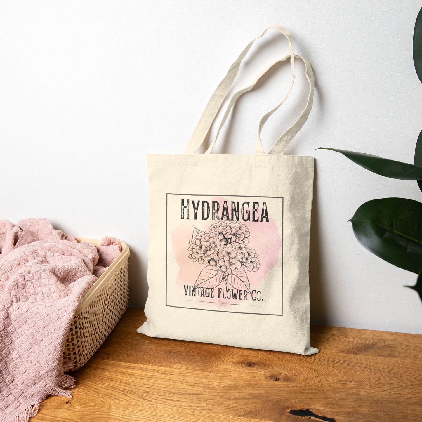 Hydrangea Flower Vintage Cotton Tote Bag