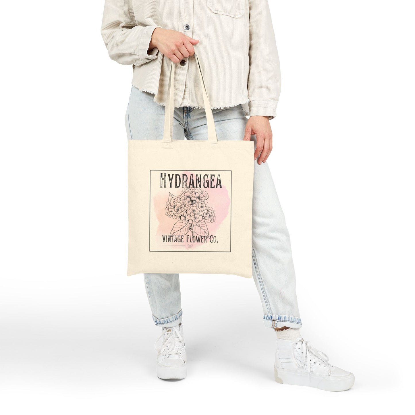 Hydrangea Flower Vintage Cotton Tote Bag