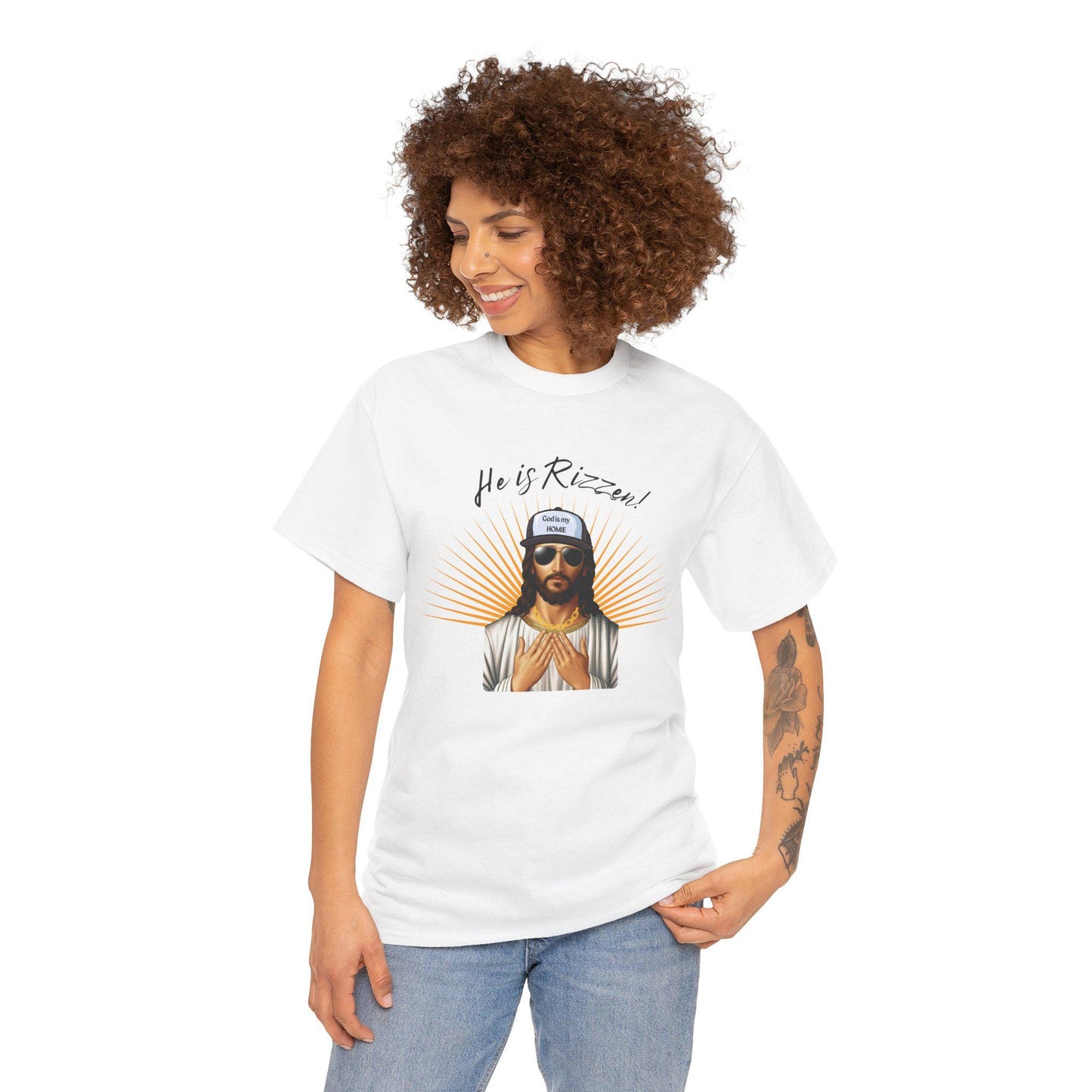 Funny 'He is Rizzen' Jesus T-Shirt