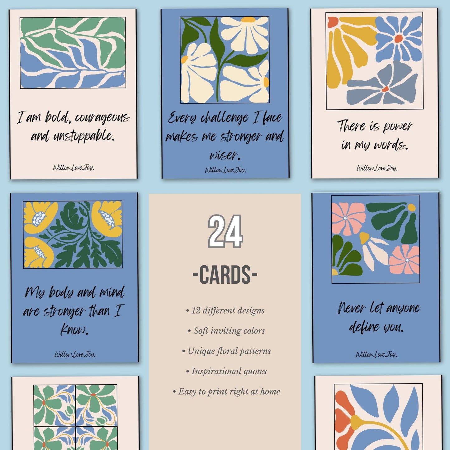 Boho Affirmation Cards: Positive Self-Care Quotes (Digital Download)