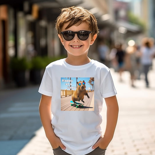 Skateboarding Capybara Youth Tee, Fun Animal Shirt