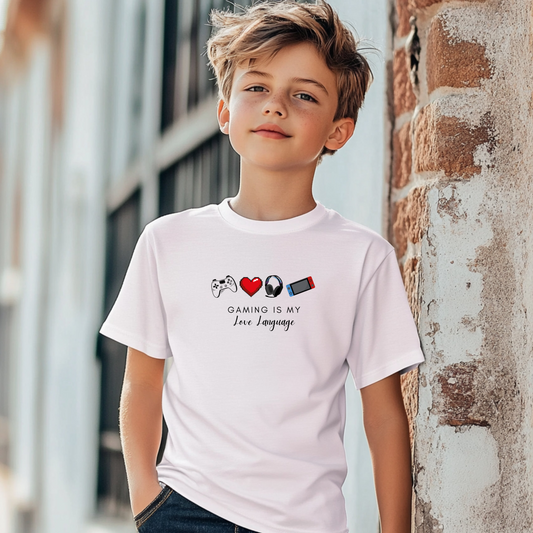 Gaming is My Love Language Kids Valentine's Day Tee